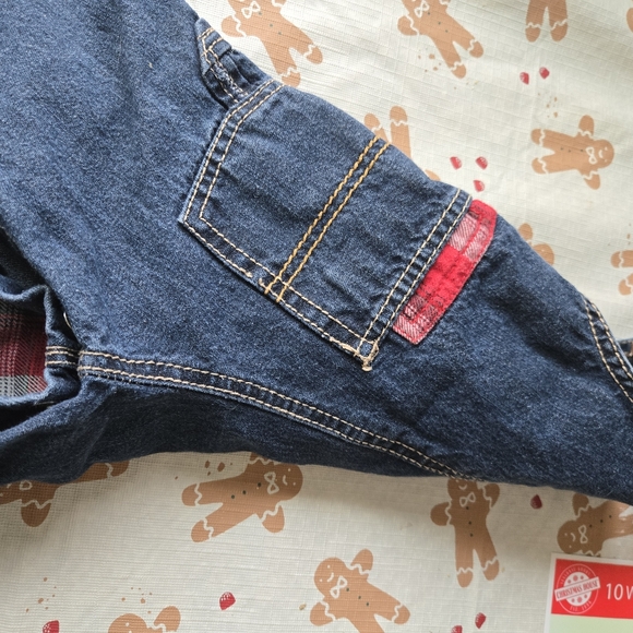 NWOT 9M OSH KOSH B'GOSH VESTBAK OVERALLS w Xmas Plaid/Deer - Picture 4 of 5